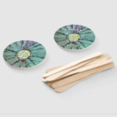 Éventail Forme : Ventilateur à main ronde "Fleur vert-jaune (Non-assemblé)