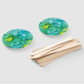 Éventail Forme : Ventilateur à main ronde "Fleurs bleues-ve (Non-assemblé)