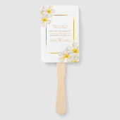 Éventail Frangipani programme de mariage tropical jaune bla (Devant)