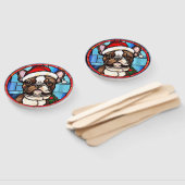 Éventail French Bulldog Vitrail Christmas (Non-assemblé)