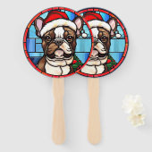 Éventail French Bulldog Vitrail Christmas (Devant et derrière)