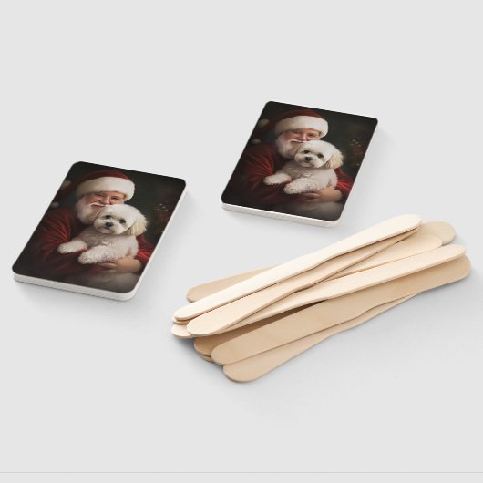 Éventail Frise de Bichon avec Noël Festif du Père Noël (Non-assemblé)