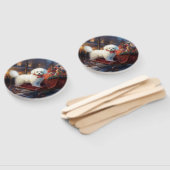 Éventail Frise de Bichon Frise Festin de Noël (Non-assemblé)