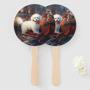 Éventail Frise de Bichon Frise Festin de Noël