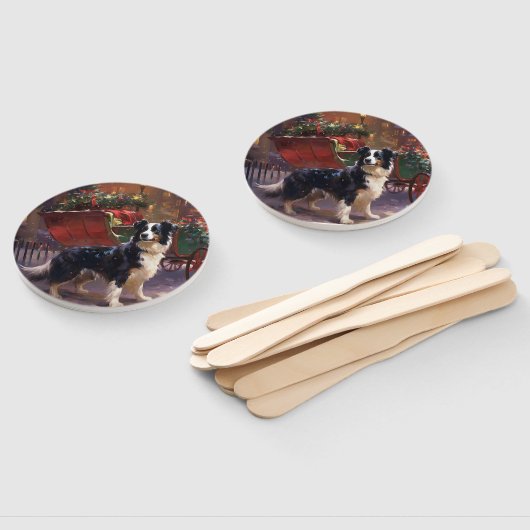 Éventail Frontière Collie Festive de Noël (Non-assemblé)