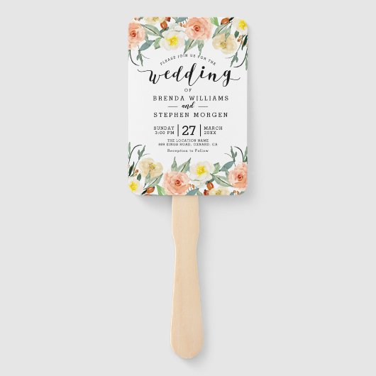 Éventail Frontière des fleurs de pêche pastel (Dos)