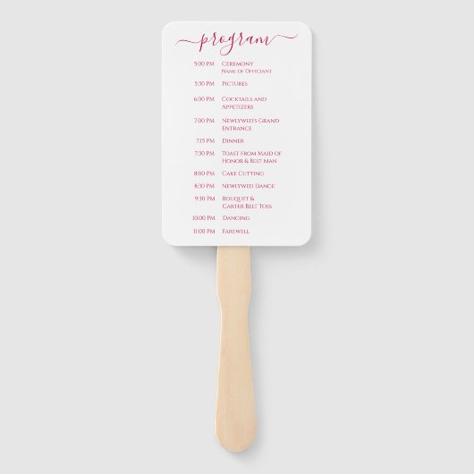 Éventail Fuchsia and Lime Green Wedding Fan Program (Dos)