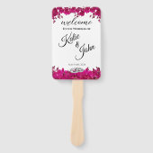 Éventail Fuchsia Orchidées sur le programme de mariage blan (Devant)