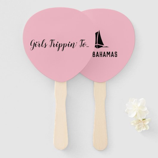 Éventail Fun Girls Trippin' to... Votre destination (Devant et derrière)