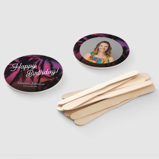 Éventail Fun Tropical Sunset Luau Anniversaire (Non-assemblé)