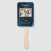 Éventail Funérailles Blue & Gold Calligraphie Ensemble de v (Devant)