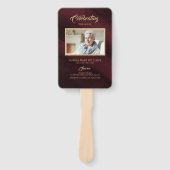 Éventail Funérailles Bourgogne et calligraphie d'or Ensembl (Devant)