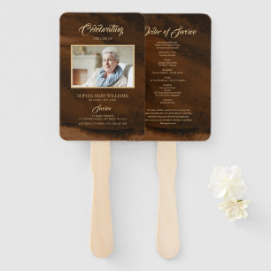 Éventail Funérailles bronze & or Calligraphie Ensemble de v