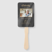 Éventail Funérailles Noir & Or Calligraphie Ensemble de ven (Devant)