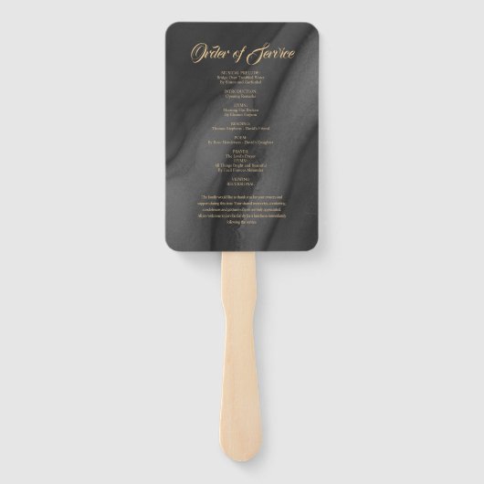 Éventail Funérailles Noir & Or Calligraphie Ensemble de ven (Dos)