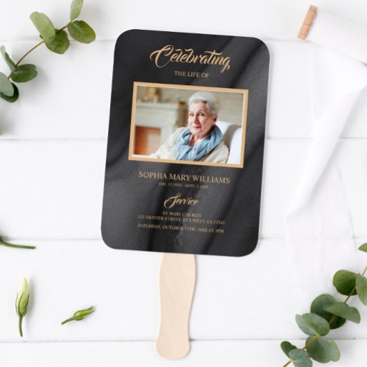 Éventail Funérailles Noir & Or Calligraphie Ensemble de ven