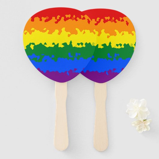 Éventail Funky Boho Abstrait Gay Rainbow Mosaic Pride Drape (Devant et derrière)