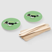 Éventail Funny Border Collie chien en course dessin animé (Non-assemblé)