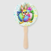 Éventail Funny Bunny biting an Easter Egg (Dos)