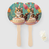 Éventail Funny happy birthday cat (Devant et derrière)