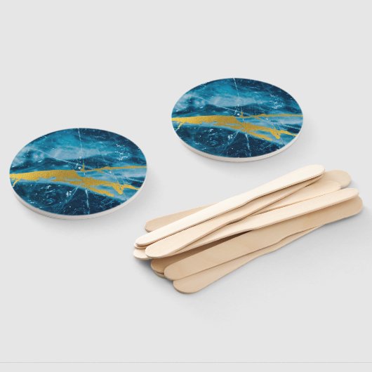 Éventail Géode Agate Gemstone Blue et Gold (Non-assemblé)