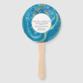 Éventail Géodes d'agate modernes Cristal Bleu Or Mariage Ro (Dos)
