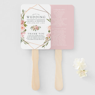 Éventail Géométrique Blush et Rose Gold Wedding Programme