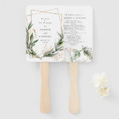 Éventail Géométrique Botanique Eucalyptus Vert doré (Devant et derrière)