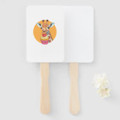 Éventail Giraffe Avec Cupcake (Devant et derrière)