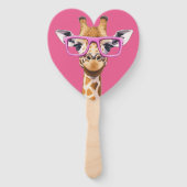 Éventail Giraffe avec lunettes roses Favors (jaune bg) (Dos)