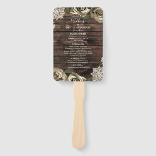 Éventail Glam en or clair Rose Rustique Mariage dentelle en