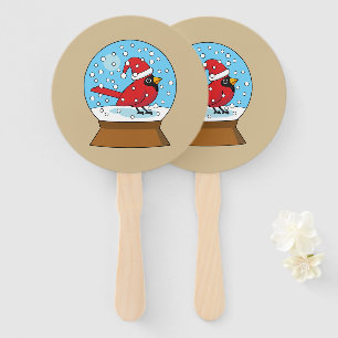 Éventail Globe des neiges avec cardinal rouge mignon