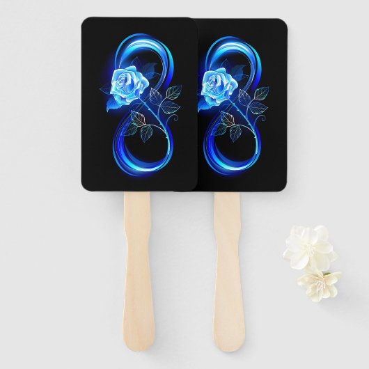 Éventail Glowing infinity with blue rose (Devant et derrière)