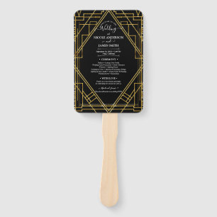 Éventail Gold & Black Art Déco Roaring 20's Wedding Program