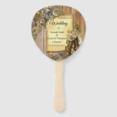 Éventail Gold & Brass Steampunk sculptures sur bois (Devant)