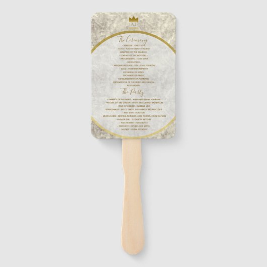 Éventail Gold Calligraphy Wedding Programme (Dos)