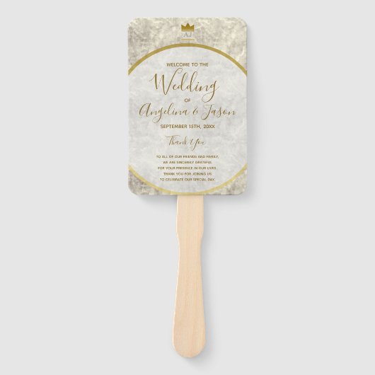 Éventail Gold Calligraphy Wedding Programme (Devant)