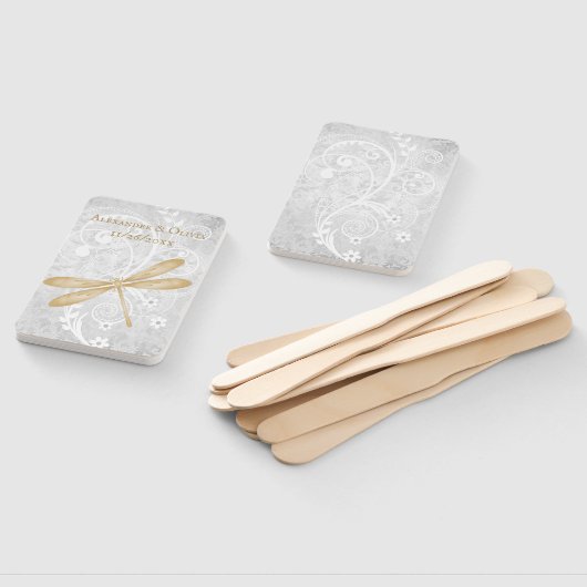 Éventail Gold Dragonfly Wedding Favor Hand Fan (Non-assemblé)