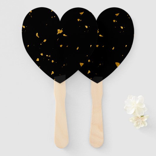 Éventail Gold Flakes Noir (Devant et derrière)
