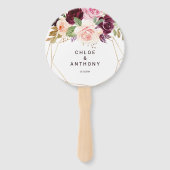 Éventail Gold Géométrique Vert Bourgogne Mariage Floral (Devant)