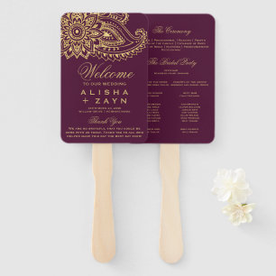 Éventail Gold Indian Paisley Wedding Program