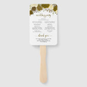 Éventail Gold & Jaune Floral Élégant programme de mariage (Dos)