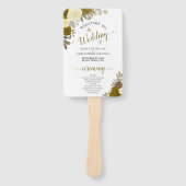 Éventail Gold & Jaune Floral Élégant programme de mariage (Devant)