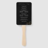 Éventail Gold Lined Floral Wedding Programme - Noir (Dos)