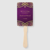 Éventail Gold Mandala on Purple Wedding Order of service (Devant)
