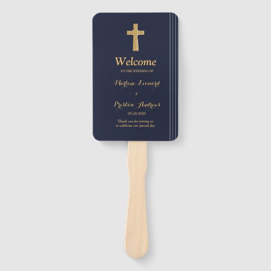 Éventail Gold Marine bleu élégant typographie Programme de  (Devant)