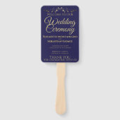 Éventail Gold & Navy Blue Elegant Flourish Wedding Programm (Devant)