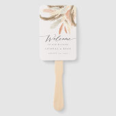 Éventail Gold Pampas Grass Mariage Welcome C100 (Devant)