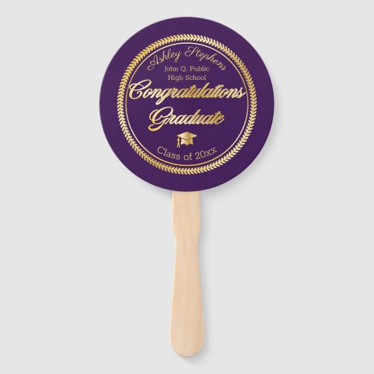 Éventail Gold Purple Graduation Classe photo de 2023 (Devant)
