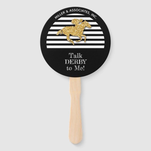 Éventail Gold Racehorse Black White Strips Company (Dos)